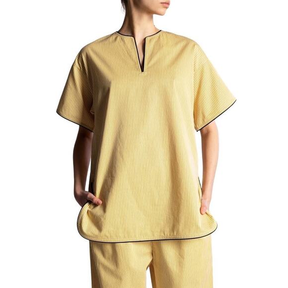 Tory Burch YELLOW Buddy stripe tunic size medium - Picture 1 of 8